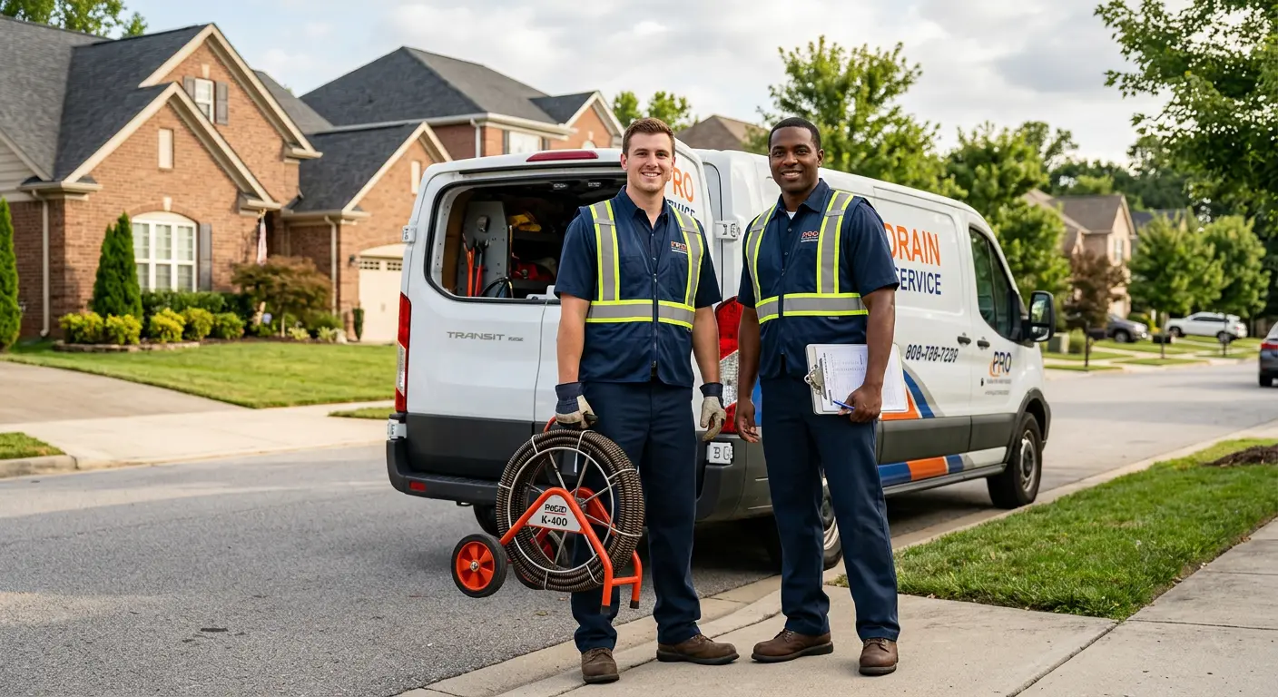 Sewer and drain service team with equipment ready for work in Hannibal